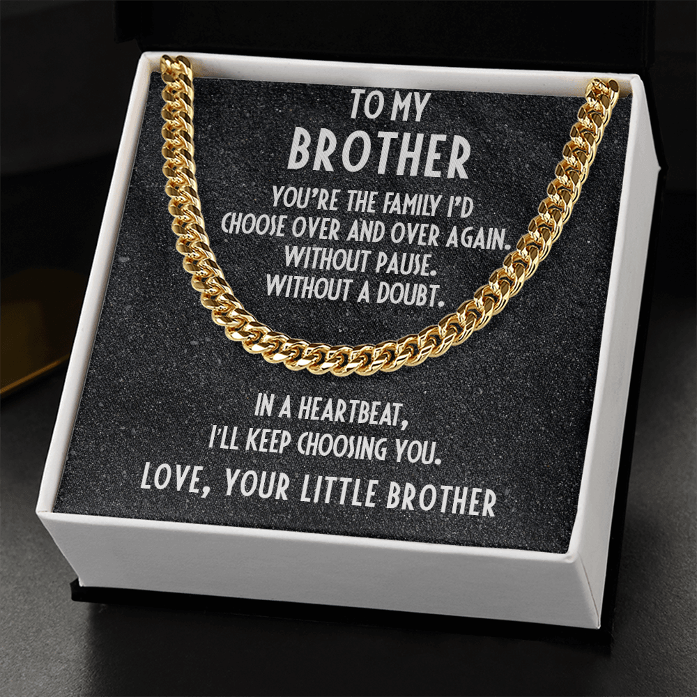 Gift for Brother from Little Brother Adjustable Cuban Link Chain Necklace - Mallard Moon Gift Shop