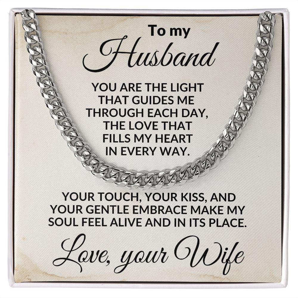 To My Husband - The Love That Fills My Heart - Cuban Link Necklace - Mallard Moon Gift Shop
