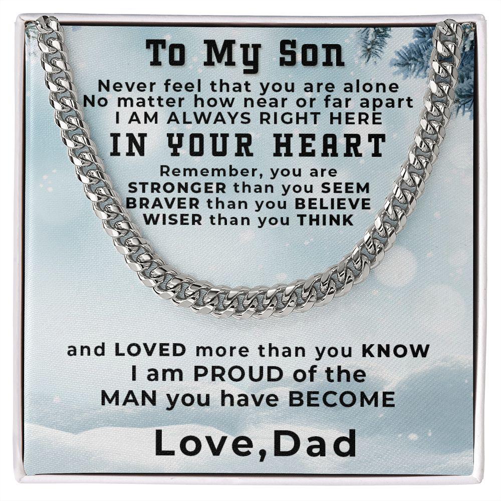 Gift for Adult Son from Dad Thick Chain Link Necklace Custom Message Card Gift Box - Mallard Moon Gift Shop