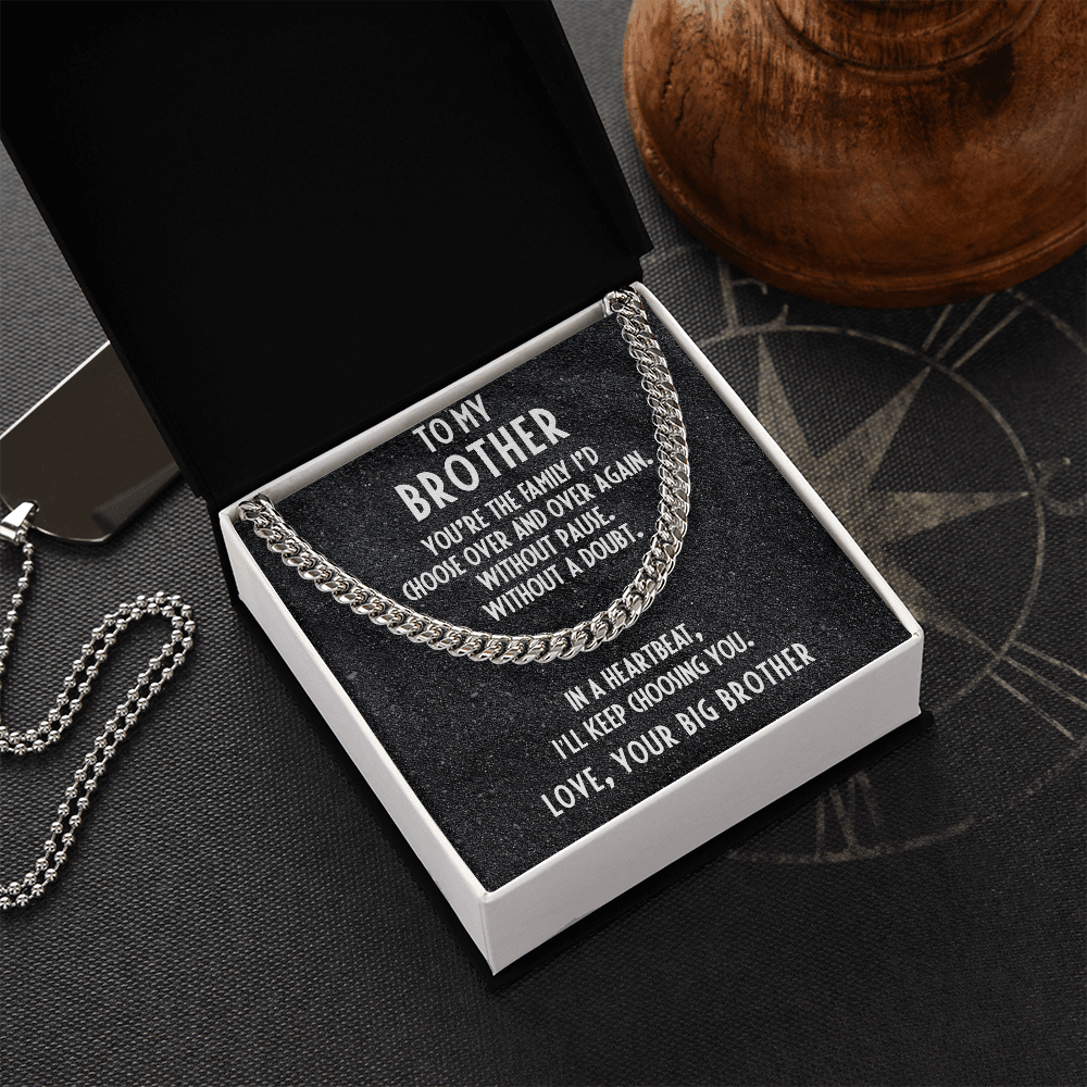 Gift for Brother Love Big Brother Cuban Link Chain Necklace - Mallard Moon Gift Shop