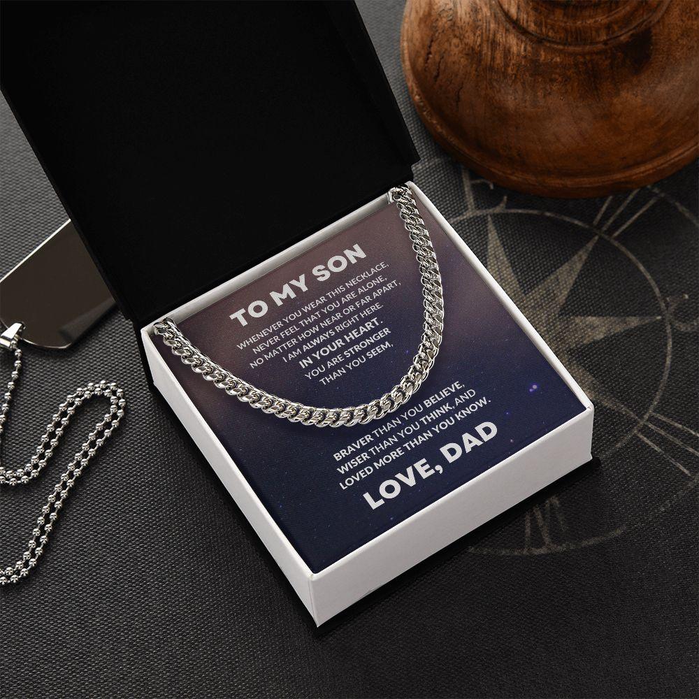 To My Son From Dad Cuban Chain Link Necklace - Mallard Moon Gift Shop