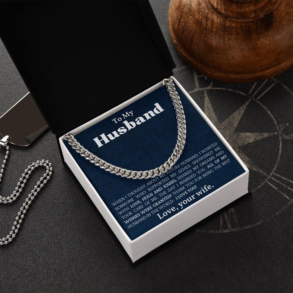 To The Best Husband In The World Cuban Link Chain Necklace - Mallard Moon Gift Shop