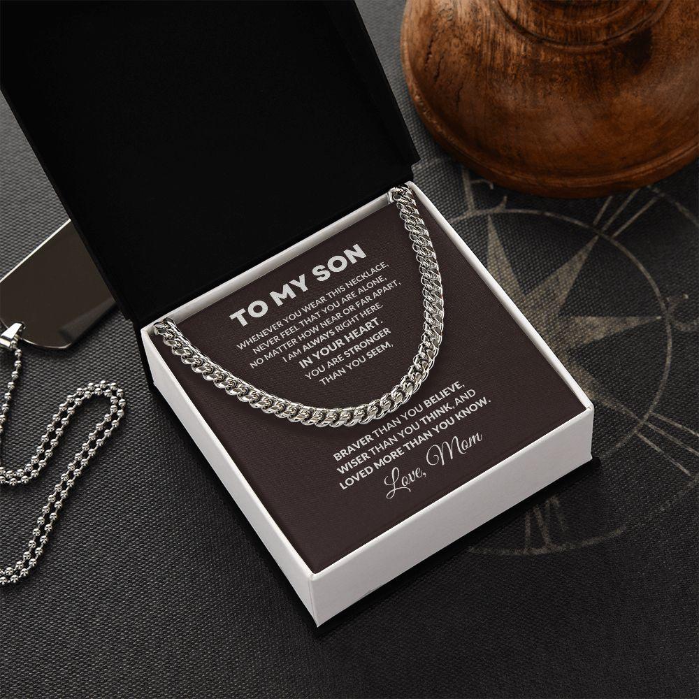 To My Son You I Am Always In Your Heart Love Mom Cuban Link Necklace - Mallard Moon Gift Shop