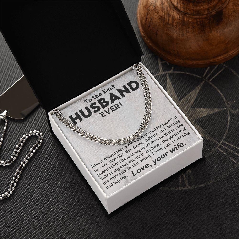 To My Husband -Love You to Infinity and Beyond - Cuban Link Chain Necklace - Mallard Moon Gift Shop