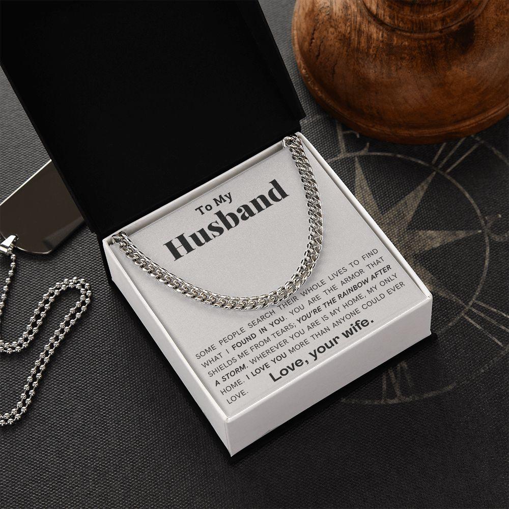 To My Husband - My Armor - Cuban Link Chain Necklace - Mallard Moon Gift Shop