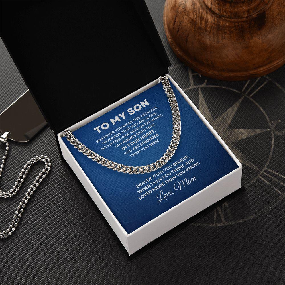 To My Son Love Mom Cuban Chain Link Necklace - Mallard Moon Gift Shop