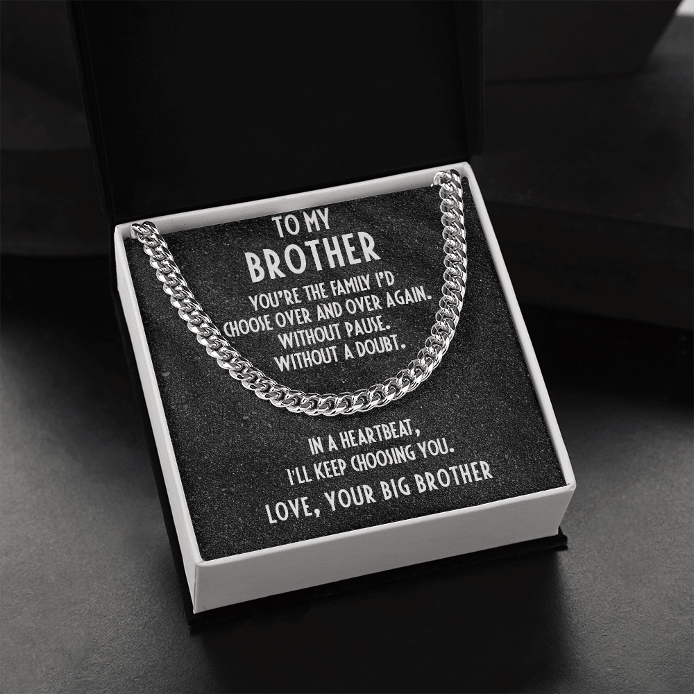 Gift for Brother Love Big Brother Cuban Link Chain Necklace - Mallard Moon Gift Shop