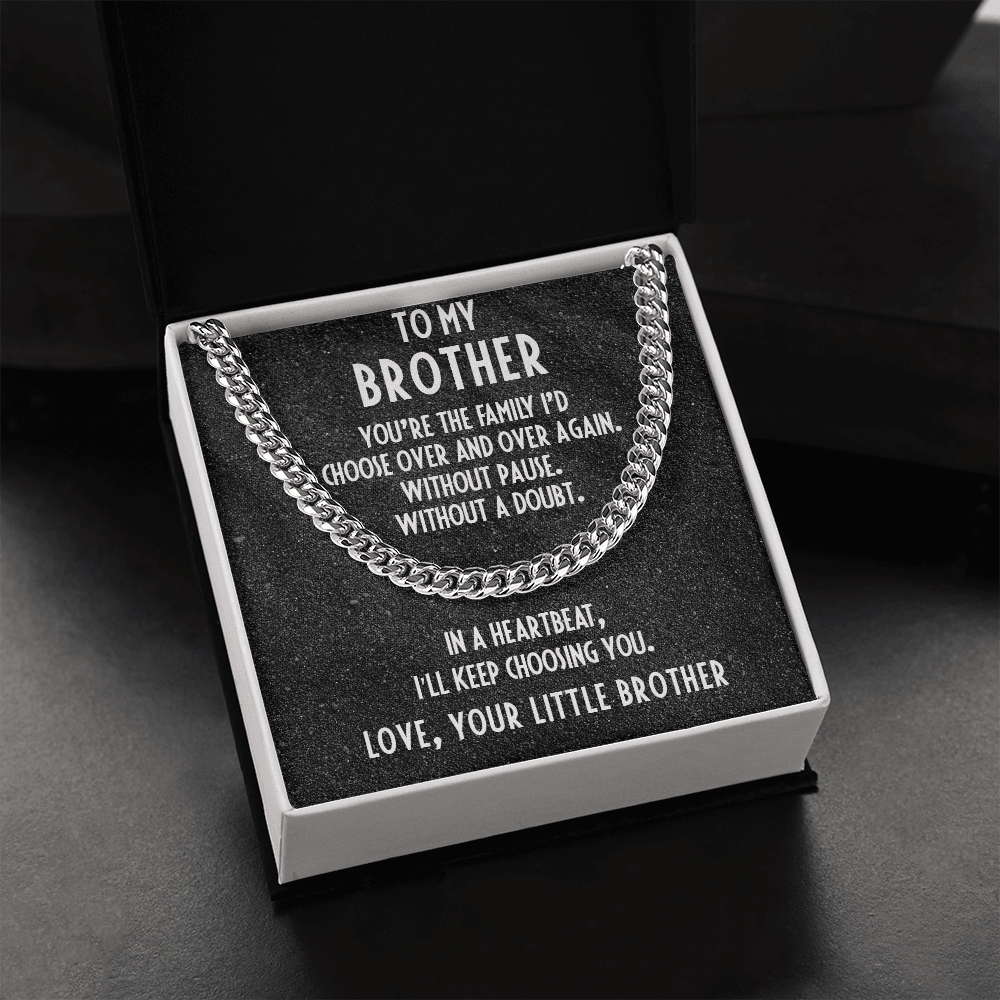 Gift for Brother from Little Brother Adjustable Cuban Link Chain Necklace - Mallard Moon Gift Shop