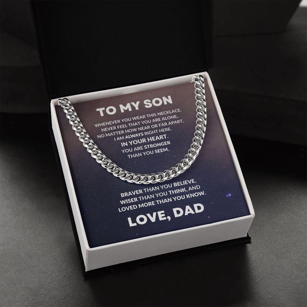 To My Son From Dad Cuban Chain Link Necklace - Mallard Moon Gift Shop