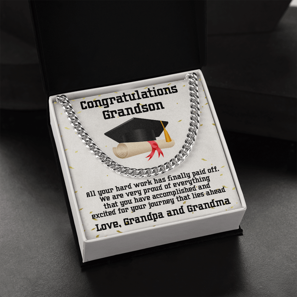 Grandson Graduation 2022 Congratulations Cuban Chain Link Necklace - Mallard Moon Gift Shop