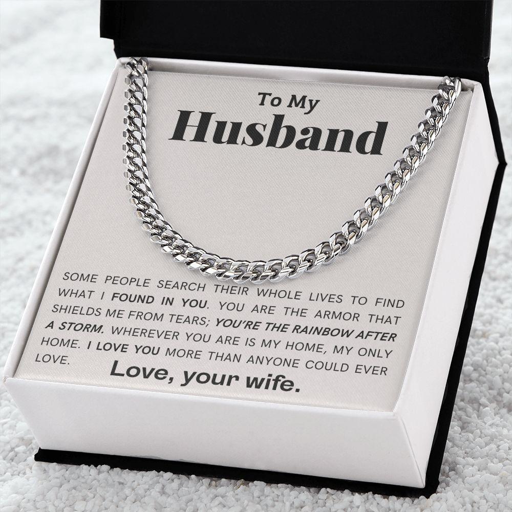 To My Husband - My Armor - Cuban Link Chain Necklace - Mallard Moon Gift Shop