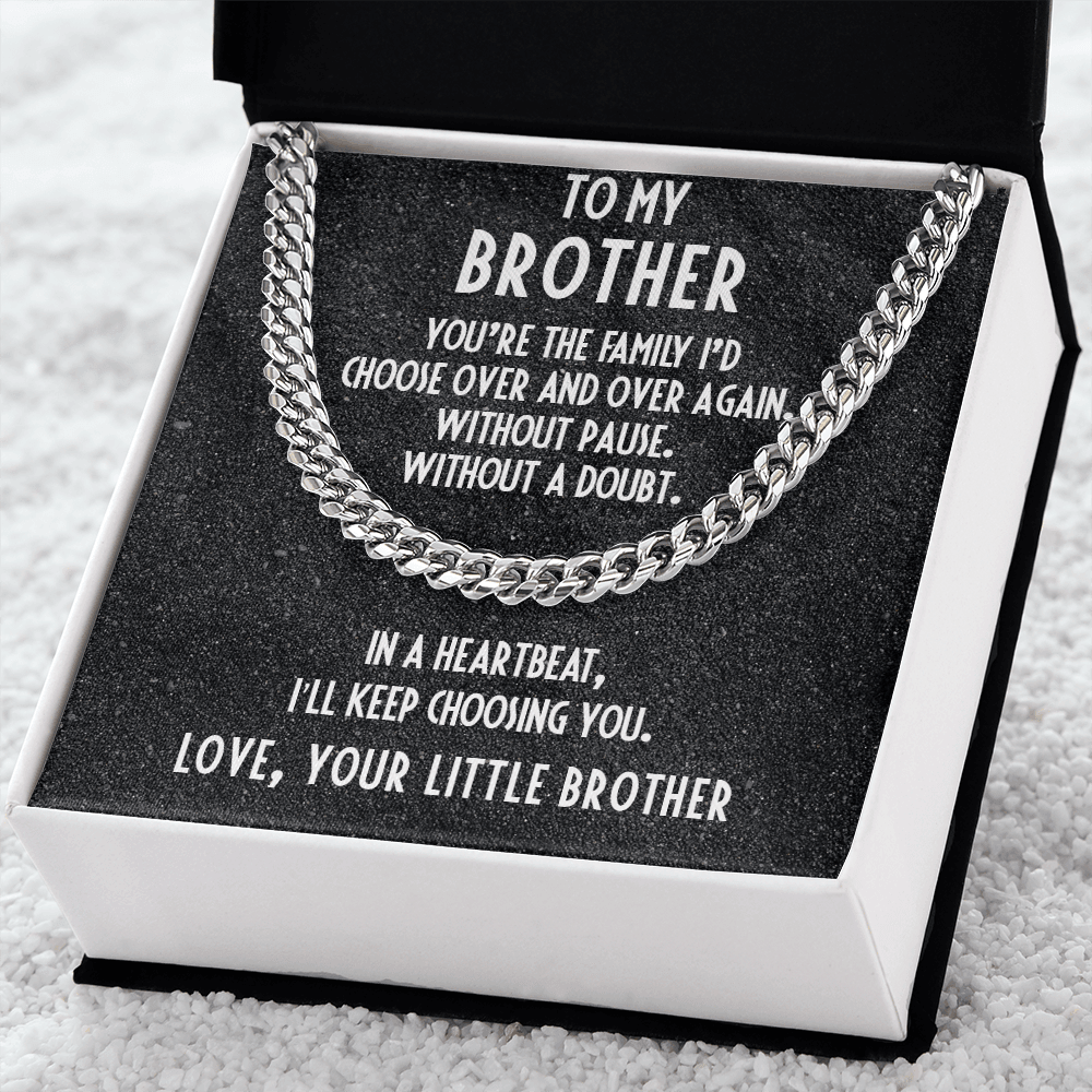 Gift for Brother from Little Brother Adjustable Cuban Link Chain Necklace - Mallard Moon Gift Shop