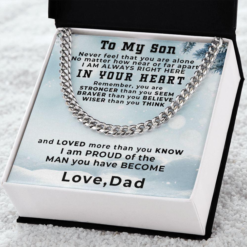 Gift for Adult Son from Dad Thick Chain Link Necklace Custom Message Card Gift Box - Mallard Moon Gift Shop