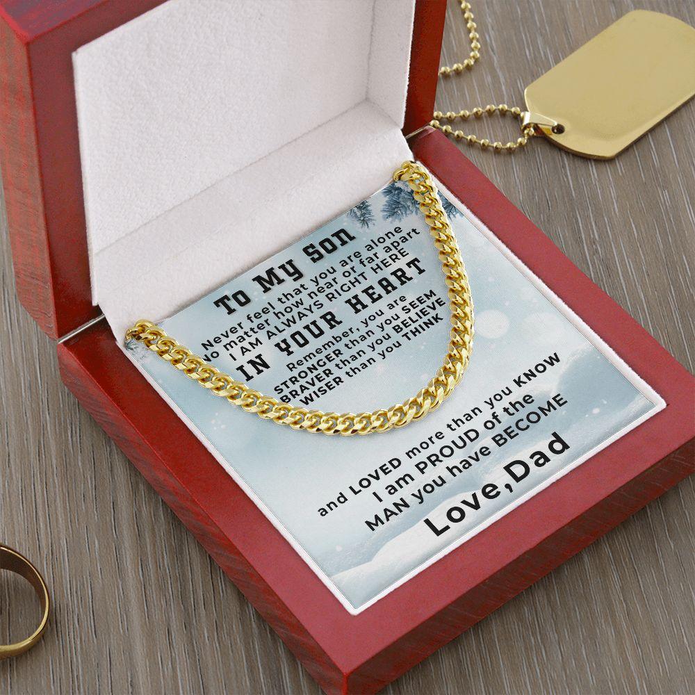 Gift for Adult Son from Dad Thick Chain Link Necklace Custom Message Card Gift Box - Mallard Moon Gift Shop