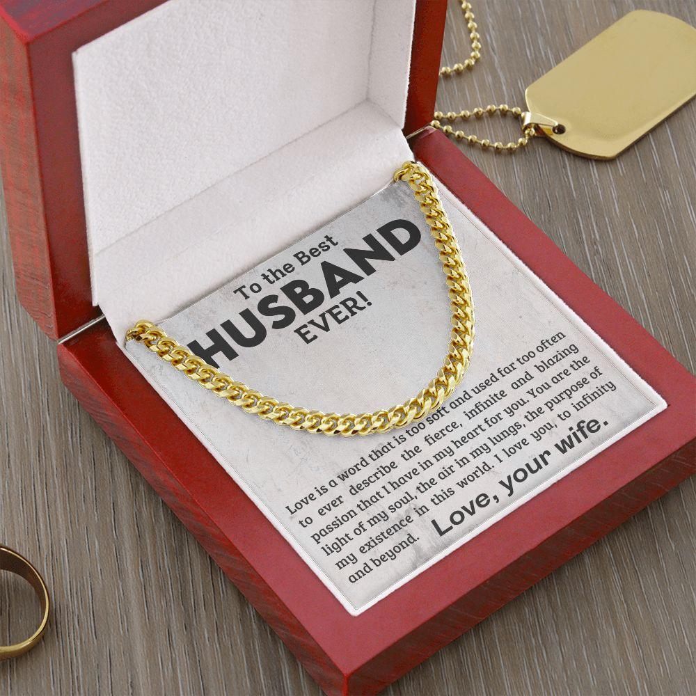To My Husband -Love You to Infinity and Beyond - Cuban Link Chain Necklace - Mallard Moon Gift Shop