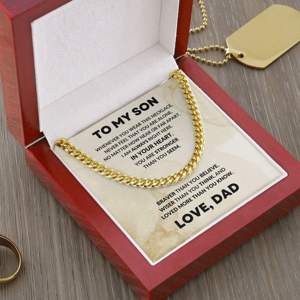 To My Son Love Dad Cuban Chain Link Necklace - Mallard Moon Gift Shop