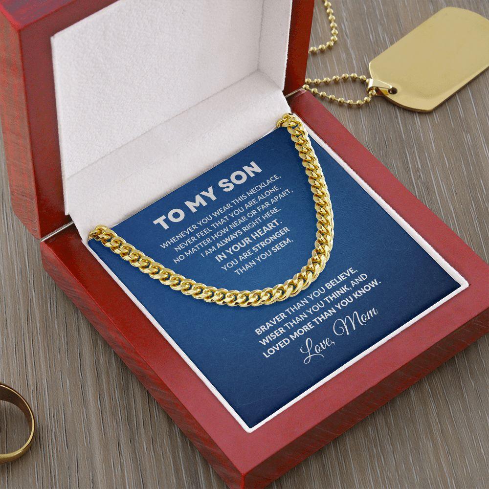 To My Son Love Mom Cuban Chain Link Necklace - Mallard Moon Gift Shop