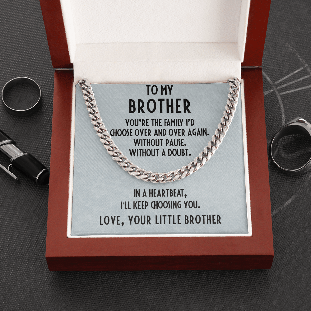 Gift for Brother Adjustable Cuban Link Chain Necklace - Mallard Moon Gift Shop
