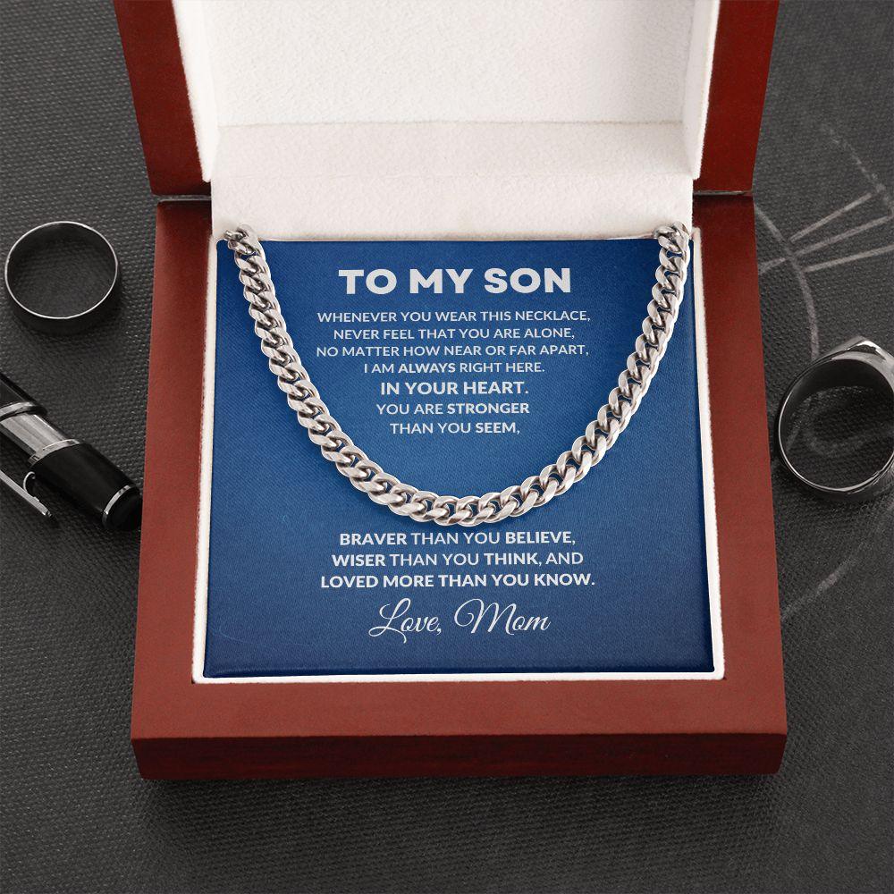 To My Son Love Mom Cuban Chain Link Necklace - Mallard Moon Gift Shop