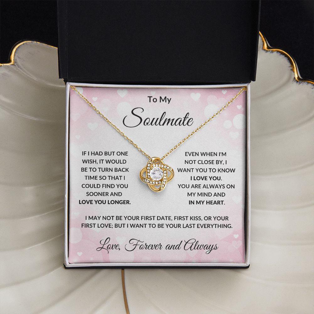 To My Soulmate - Always in My Heart - Love Knot Necklace with Message Card and Gift Box - Mallard Moon Gift Shop