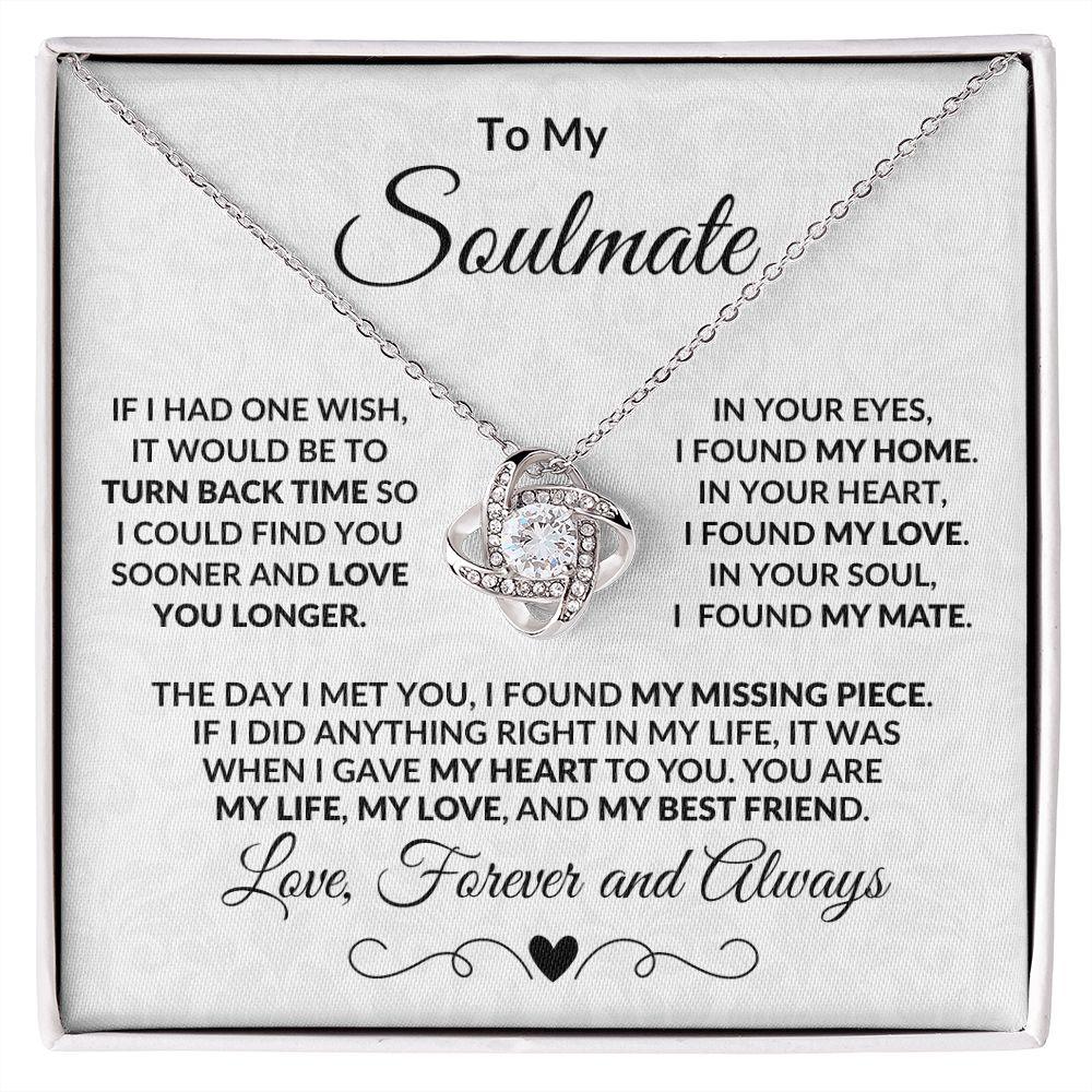 To My Soulmate I Found My Missing Piece Love Knot Necklace with Message Card and Gift Box - Mallard Moon Gift Shop