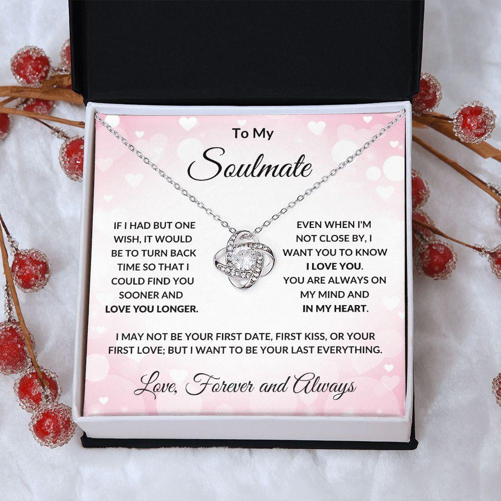 To My Soulmate - Always in My Heart - Love Knot Necklace with Message Card and Gift Box - Mallard Moon Gift Shop