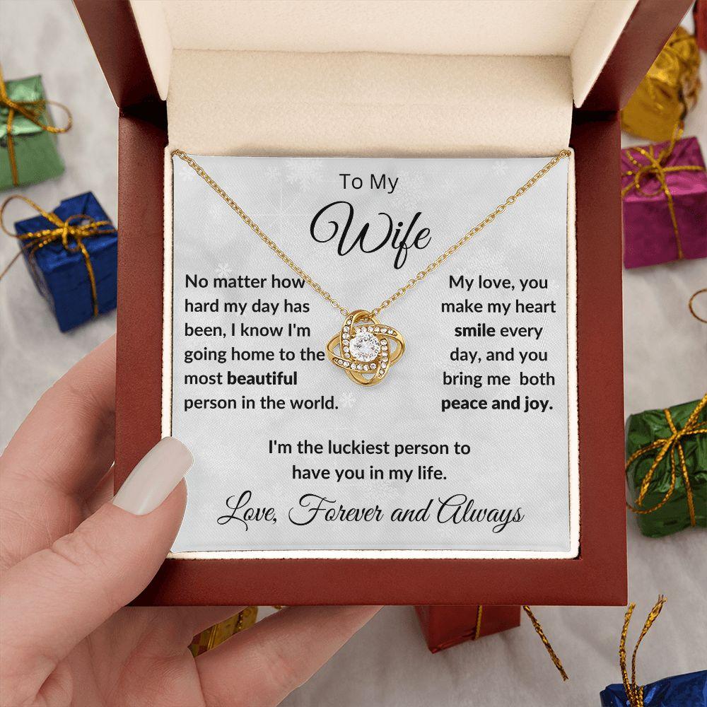 To My Beautiful Wife You Make My Heat Smile Love Knot Neclklace - Mallard Moon Gift Shop