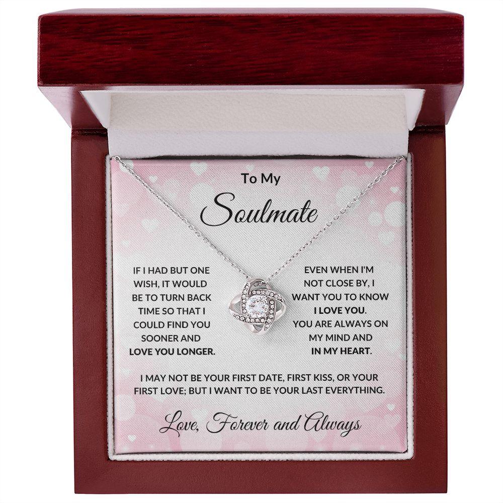 To My Soulmate - Always in My Heart - Love Knot Necklace with Message Card and Gift Box - Mallard Moon Gift Shop