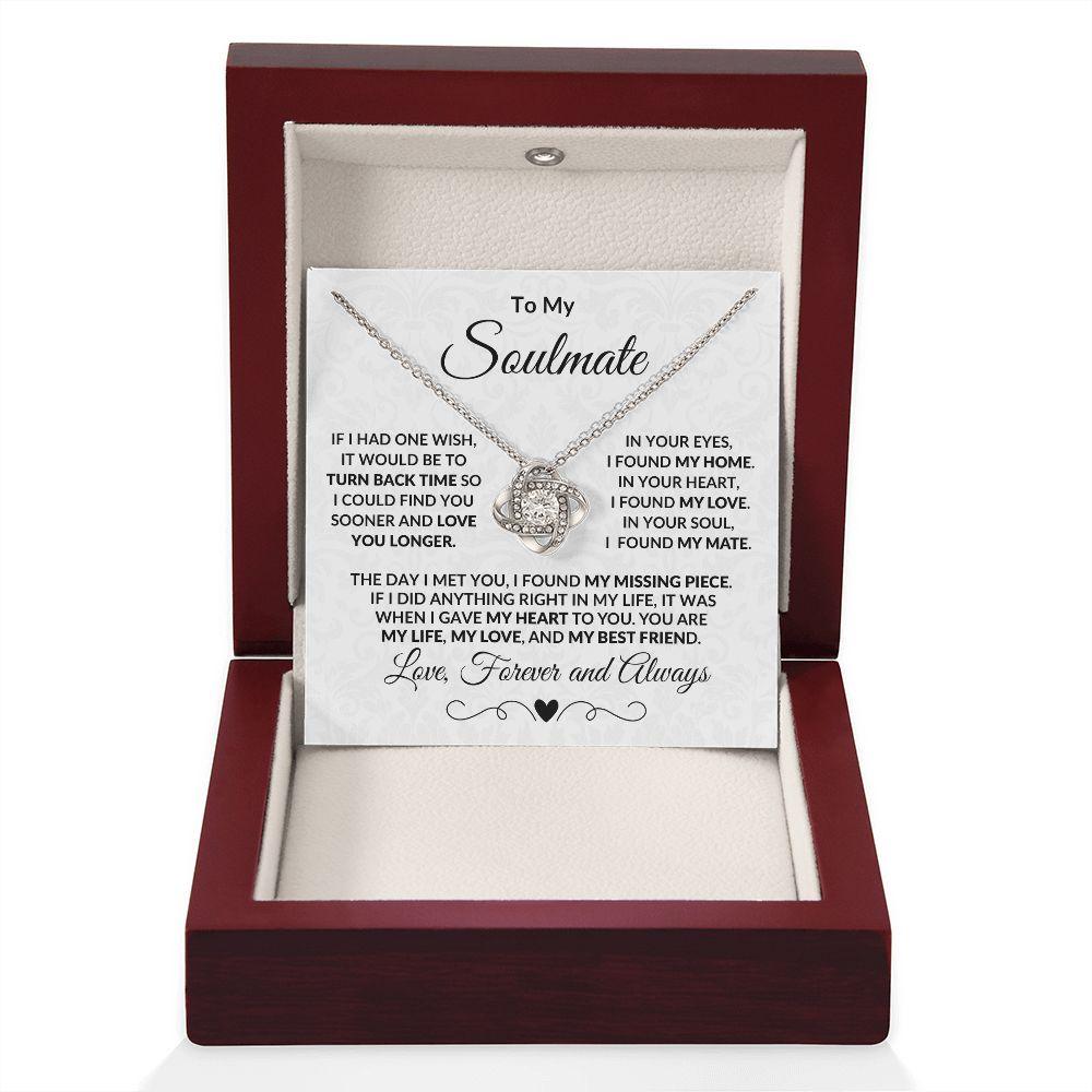 To My Soulmate I Found My Missing Piece Love Knot Necklace with Message Card and Gift Box - Mallard Moon Gift Shop