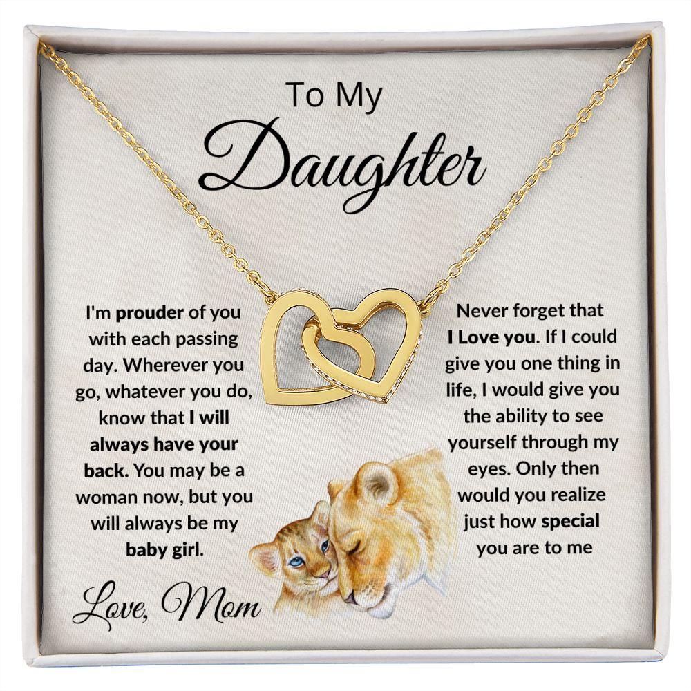 To My Daughter Love Mom Interlocking Hearts Necklace - Mallard Moon Gift Shop