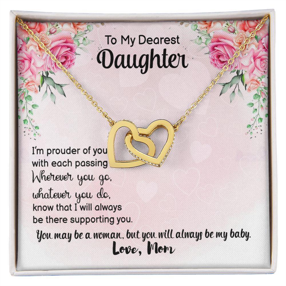 Dearest Daughter Interlocking Hearts Necklace - Mallard Moon Gift Shop