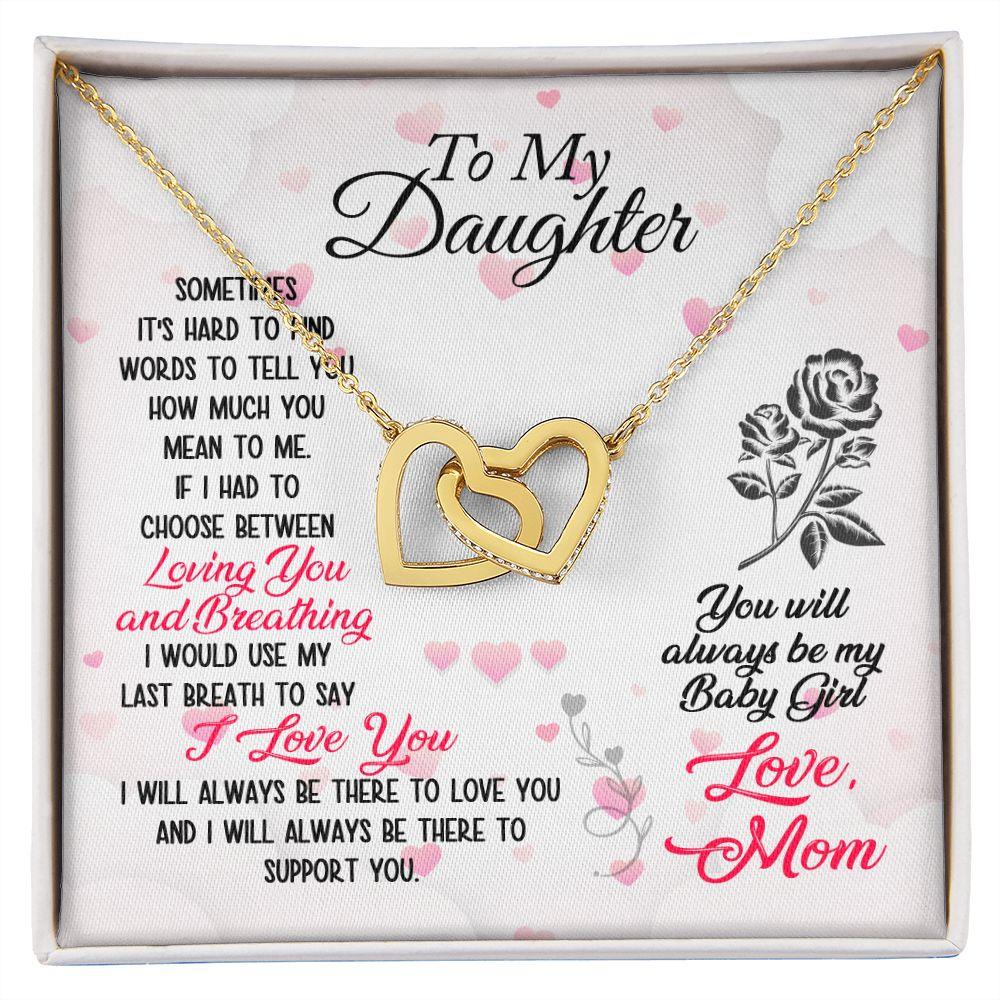 To My Daughter Loving and Breathing Interlocking Hearts Necklace - Mallard Moon Gift Shop
