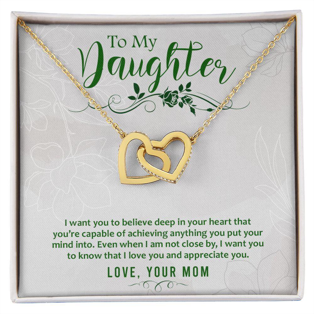 To My Daughter-I Want You to Believe Interlocking Hearts Necklace - Mallard Moon Gift Shop