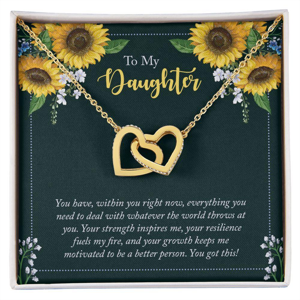 To My Daughter Encouragement Interlocking Hearts Necklace - Mallard Moon Gift Shop