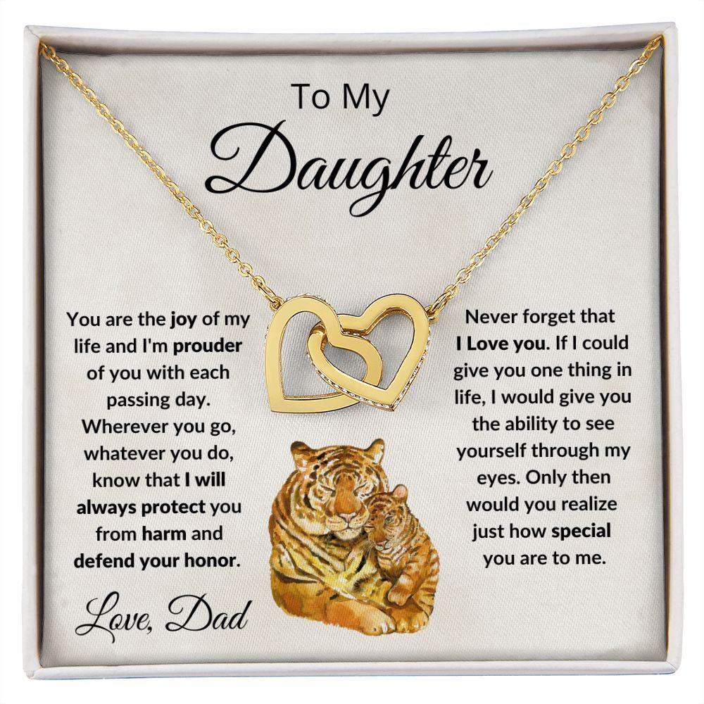 To My Daughter Joy of My Life Love Dad Interlocking Hearts Necklace - Mallard Moon Gift Shop