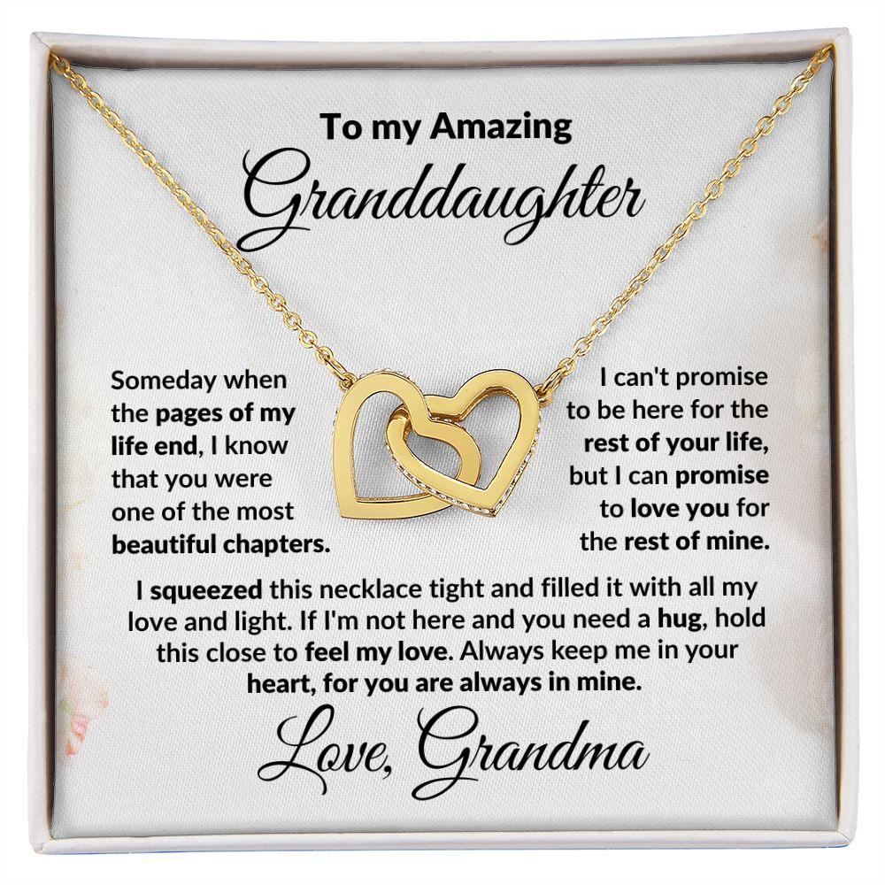 To My Granddaughter Interlocking Hearts Pendant Necklace with Personalized Message Card - Mallard Moon Gift Shop