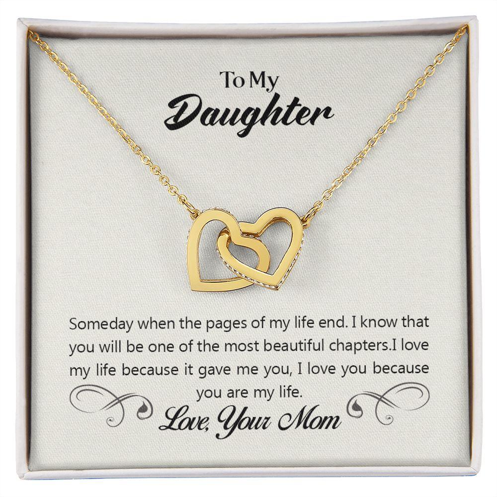 To My Daughter Pages of Life Interlocking Hearts Necklace - Mallard Moon Gift Shop