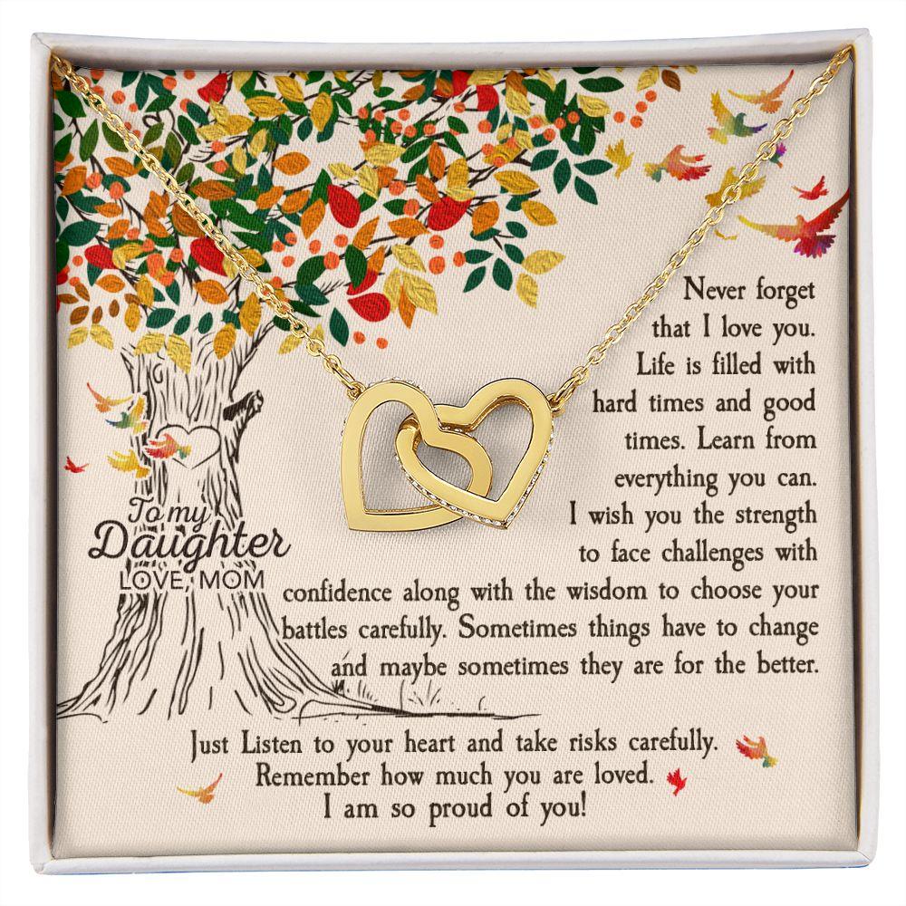 To My Daughter Never Forget That I Love You Interlocking Hearts Necklace - Mallard Moon Gift Shop