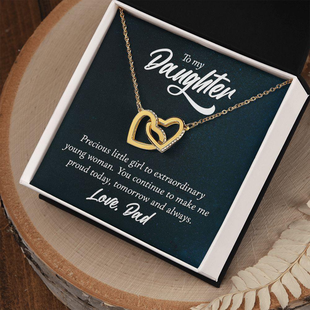 To My Daughter Gift From Dad Interlocking Hearts Necklace - Mallard Moon Gift Shop