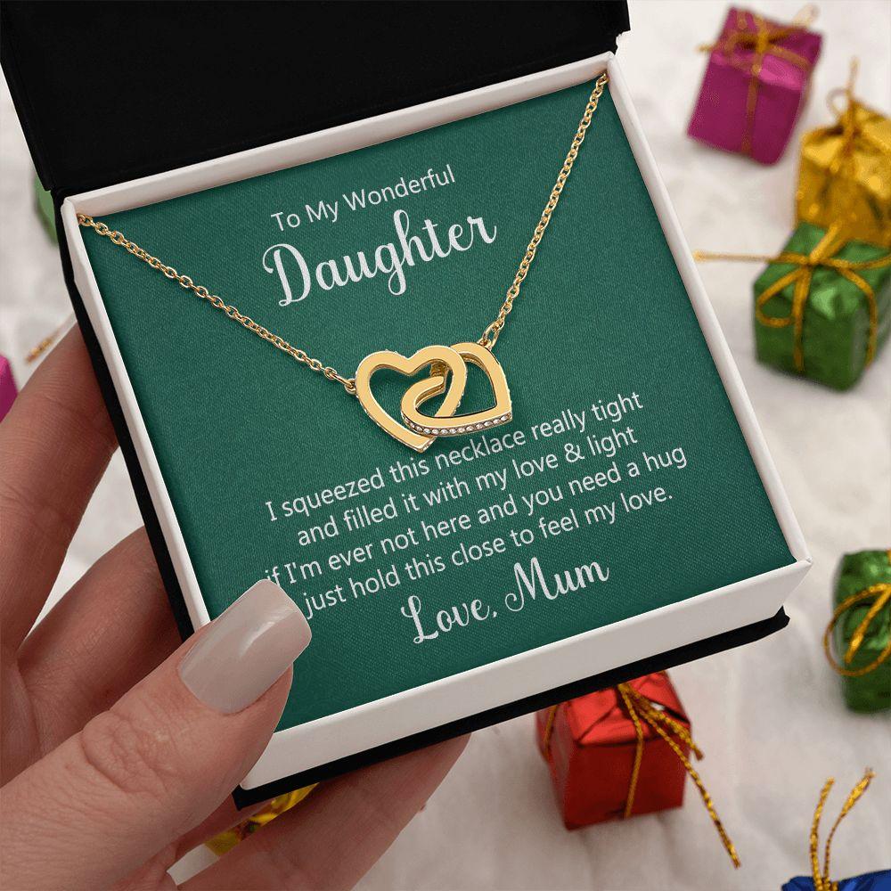 To My Wonderful Daughter Interlocking Hearts Necklace - Mallard Moon Gift Shop