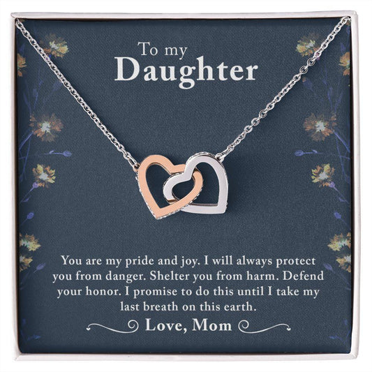 To My Daughter -You Are My Pride And Joy - Interlocking Hearts Necklace - Mallard Moon Gift Shop