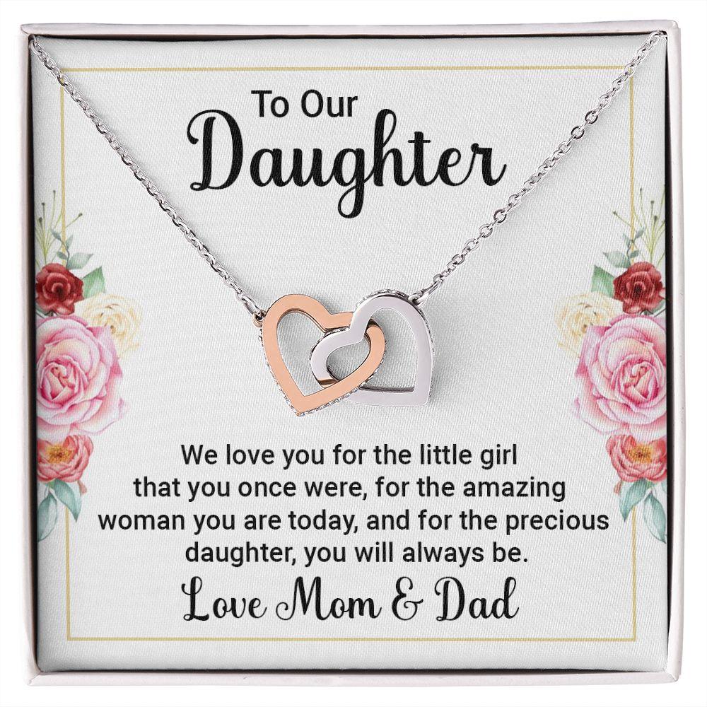 To Our Daughter, We Love You Interlocking Hearts Necklace - Mallard Moon Gift Shop