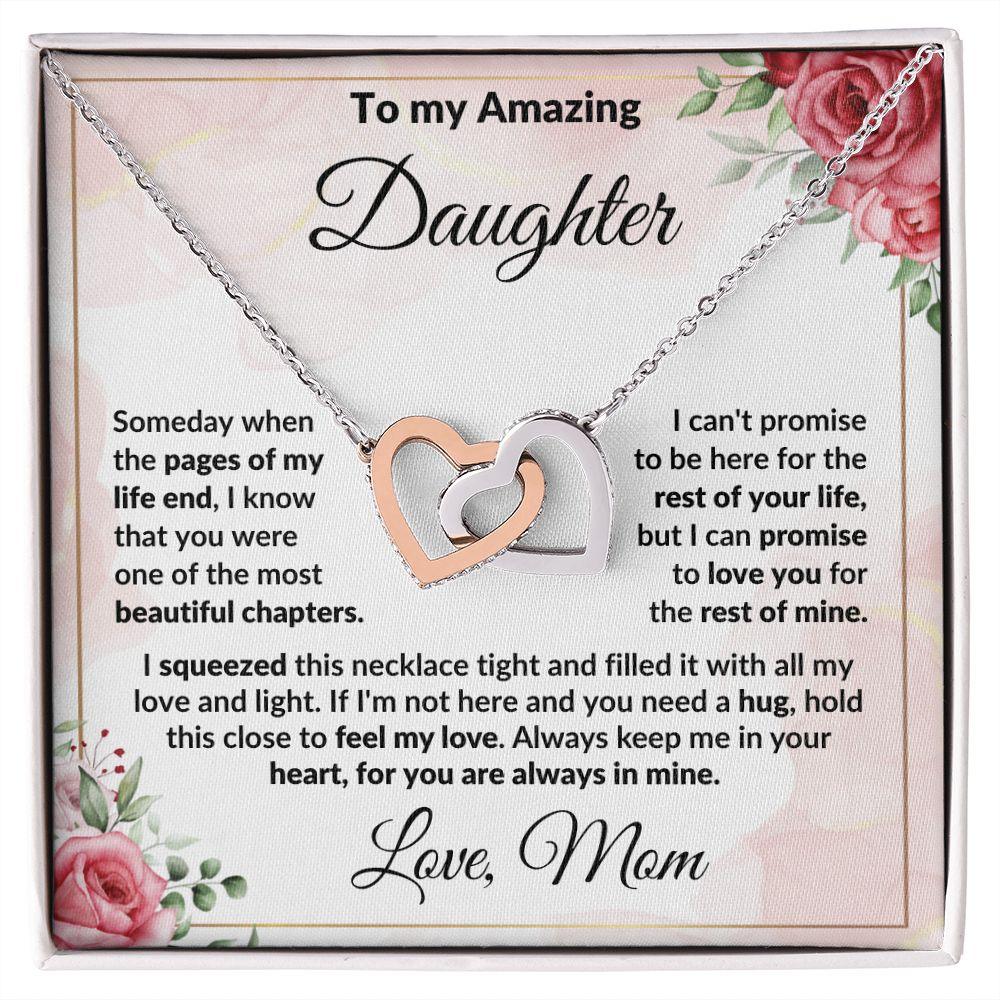 To My Amazing Daughter - I Promise to Love You - Interlocking Hearts Necklace - Mallard Moon Gift Shop