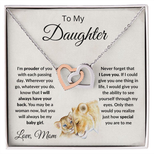 To My Daughter Love Mom Interlocking Hearts Necklace - Mallard Moon Gift Shop