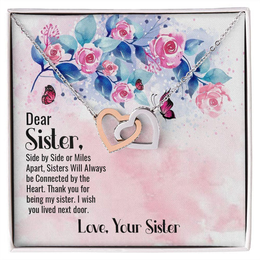 Dear Sister Interlocking Hearts Necklace - Mallard Moon Gift Shop