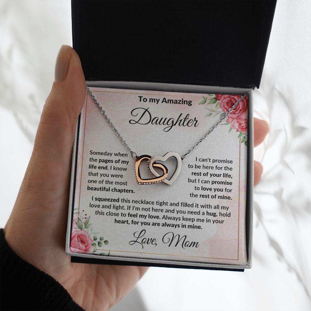 To My Amazing Daughter - I Promise to Love You - Interlocking Hearts Necklace - Mallard Moon Gift Shop