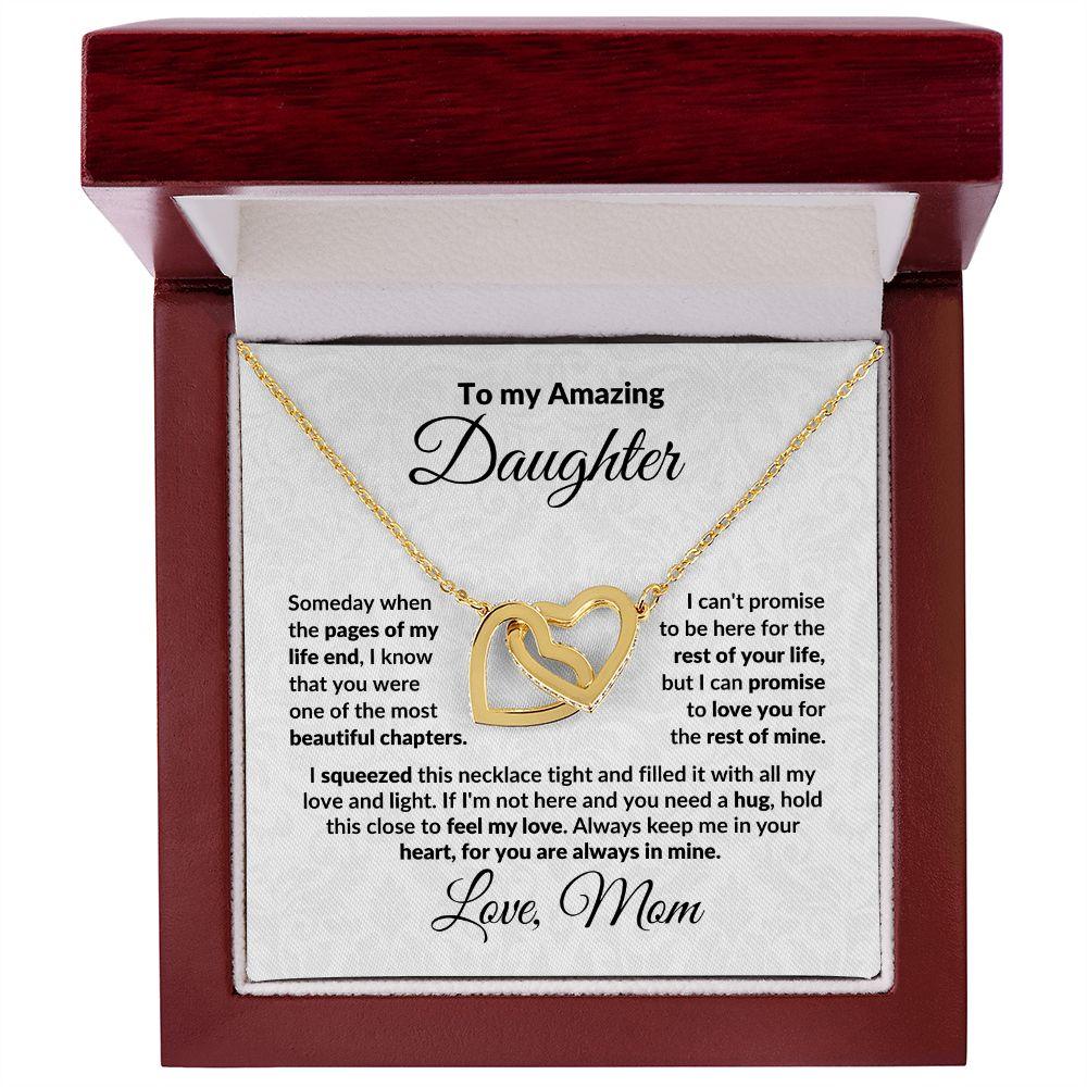 To My Amazing Daughter Interlocking Hearts Pendant Necklace with Personalized Message Card - Mallard Moon Gift Shop