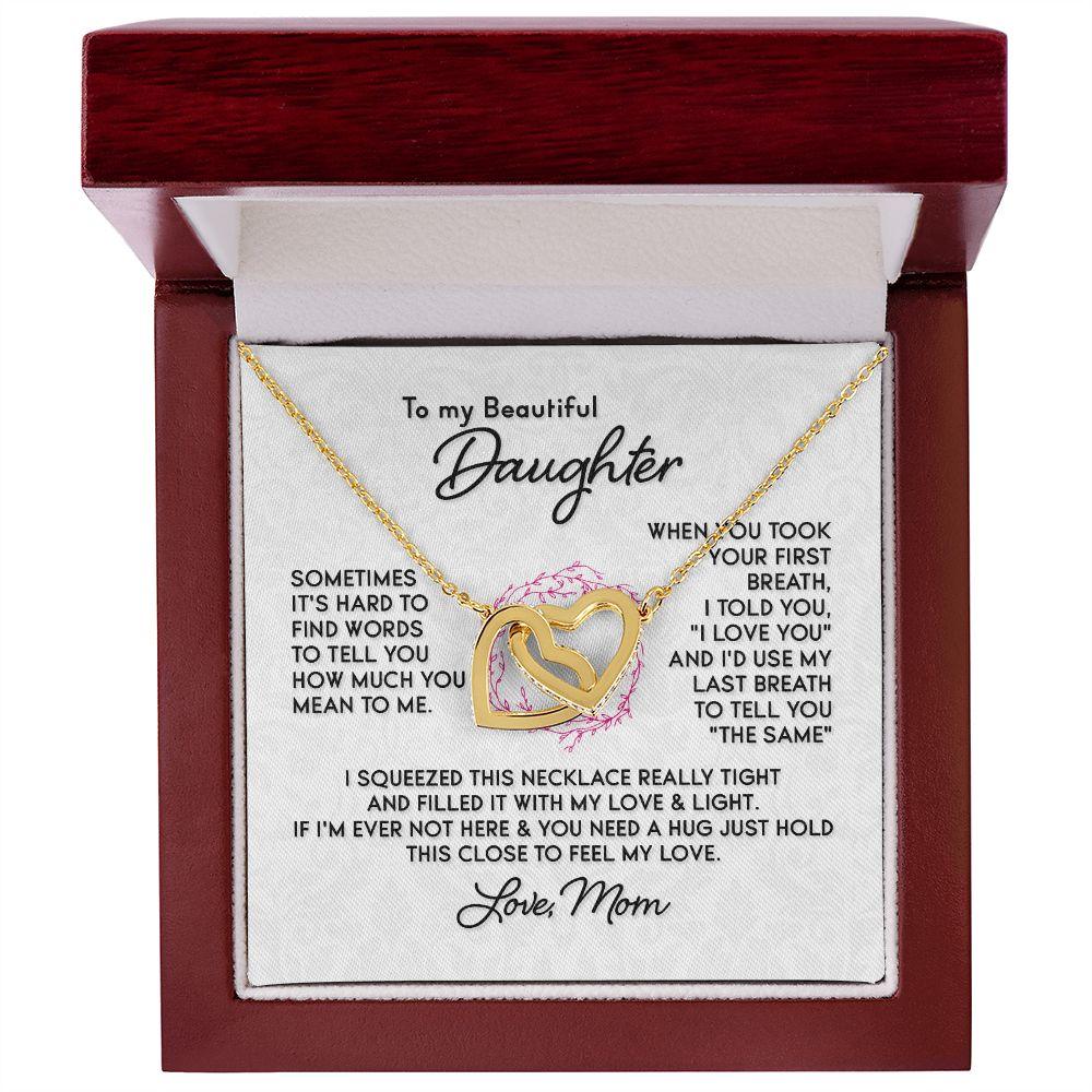To My Beautiful Daughter Interlocking Hearts Necklace - Mallard Moon Gift Shop