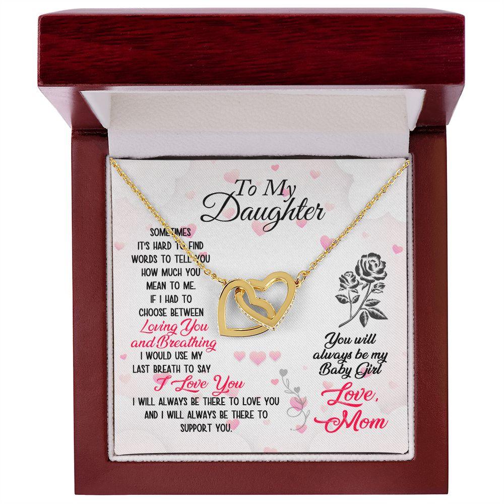 To My Daughter Loving and Breathing Interlocking Hearts Necklace - Mallard Moon Gift Shop