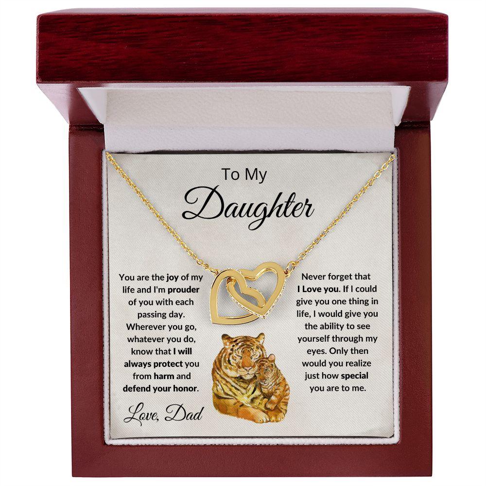To My Daughter Joy of My Life Love Dad Interlocking Hearts Necklace - Mallard Moon Gift Shop